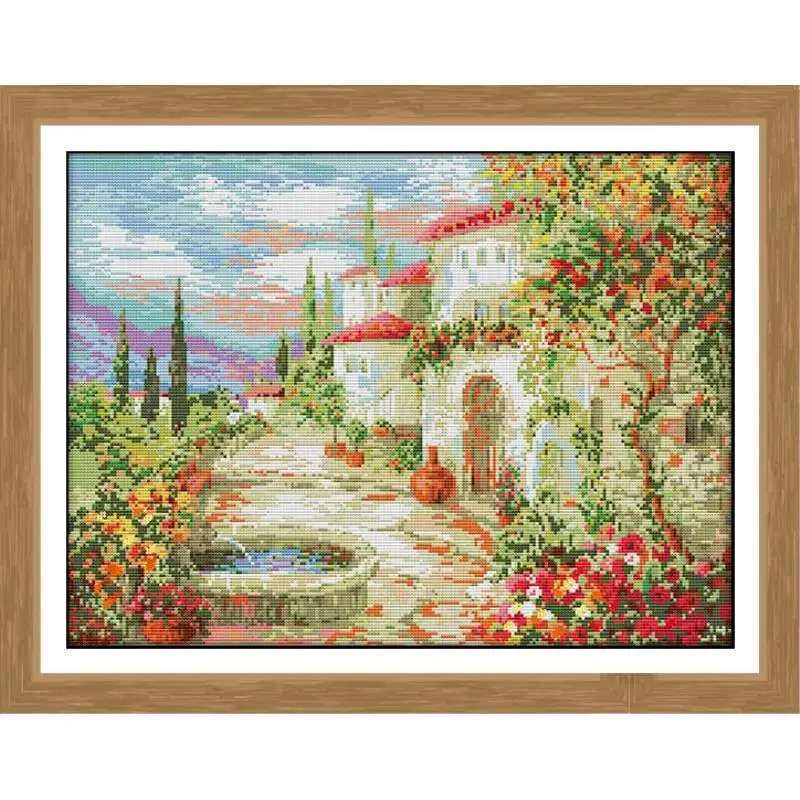 Printing pattern cross stitch kit garden villa landscape pattern 14CT11CT needlework embroidery kit DIY home decoration painting