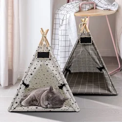 Fashion Cat Tent Nest Warm Cats Puppy Sleeping Bed Mat Indoor Small Dogs Cats House With Thick Cushion Doorplate Home Decoration