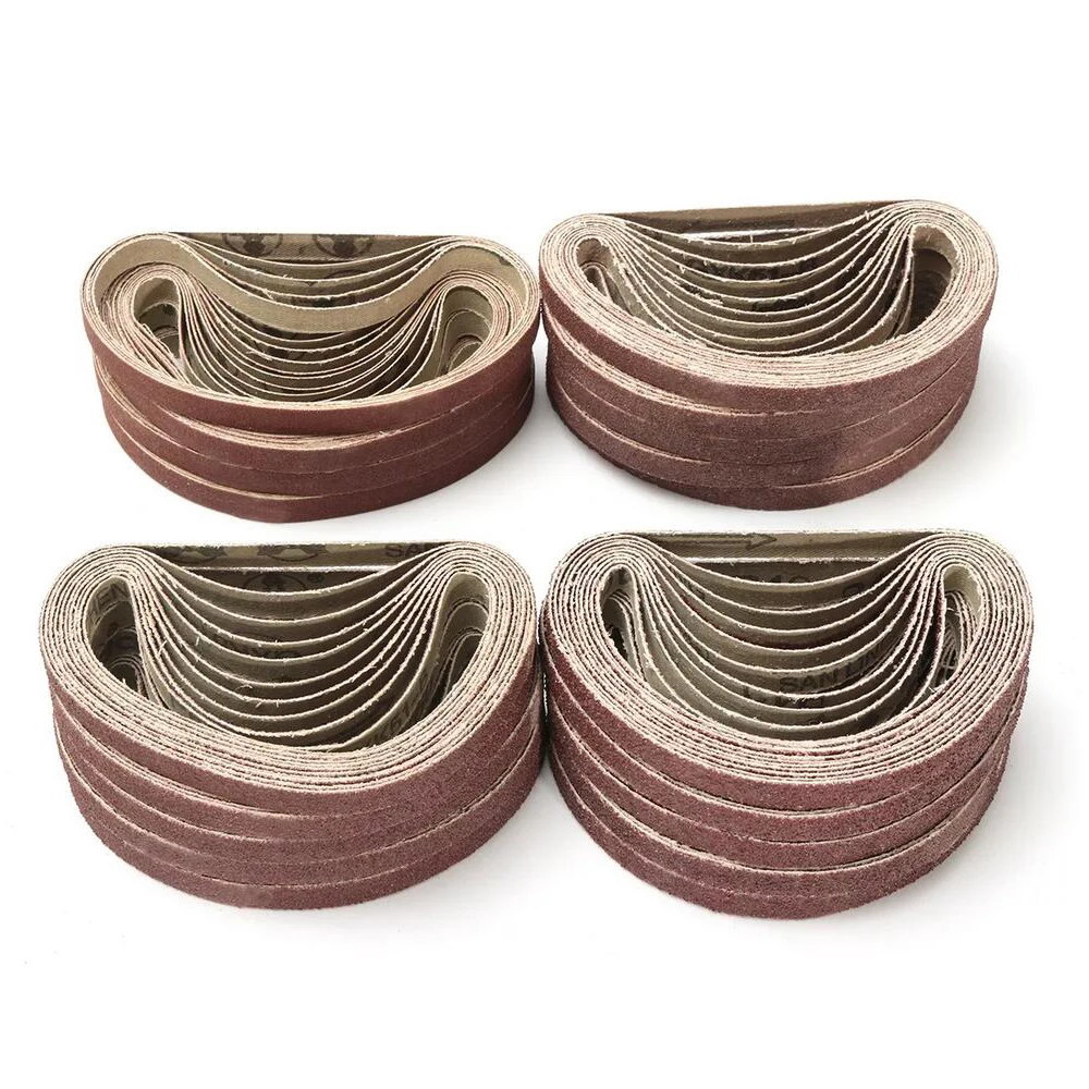 Correias de lixamento abrasivas para moagem e polimento, ferramentas de moagem, 330*10mm, 40 grão, 60 grão, 80 grão, 100 grão, 120 grão, 50pcs