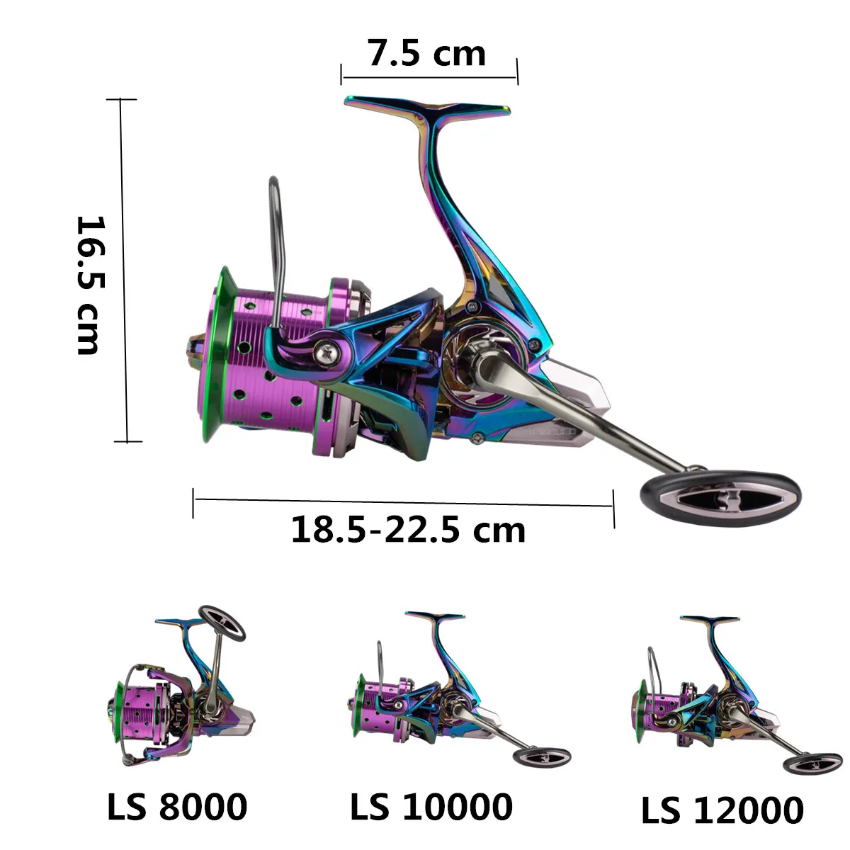 Saltwater Spinning Fishing Reel CNC Aluminum Spool Metal Main Shaft 18+1 Ball Bearings Big Game Surf Reel 8000-12000