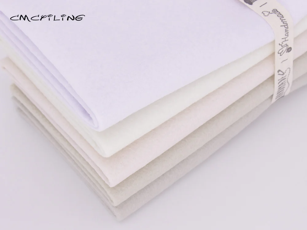 Weiß Serie Patchwork Weichem Filz, stoff Für Hand DIY Nähen Puppen Handwerk Polyester Tuch 25cm x 28cm 5 Teile/los – Detail 3