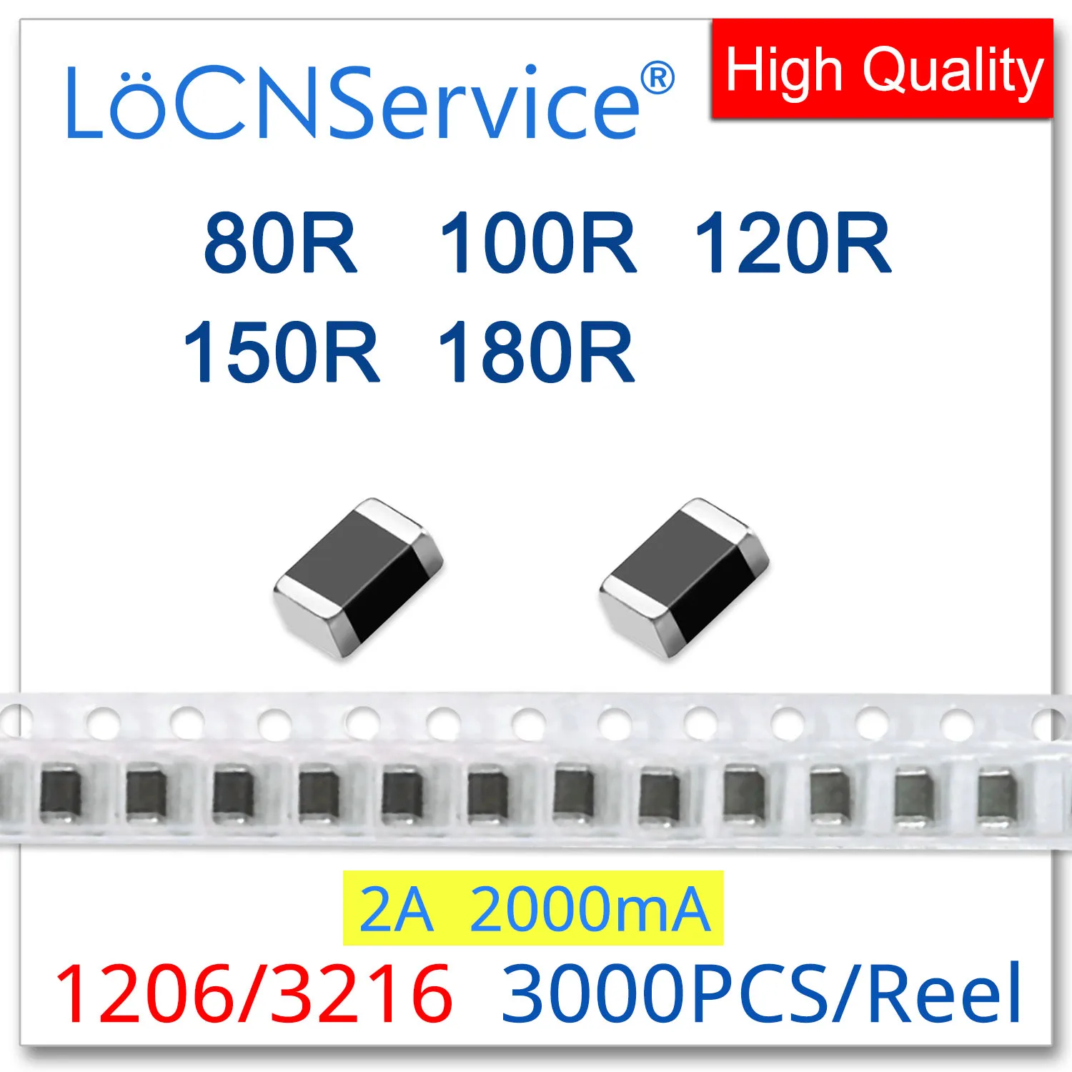 

LoCNService 1206/3216 100MHZ 3000PCS 2A Plastic package Multilayer Chip Ferrite Beads 80R 100R 120R 150R 180R 25% High quality