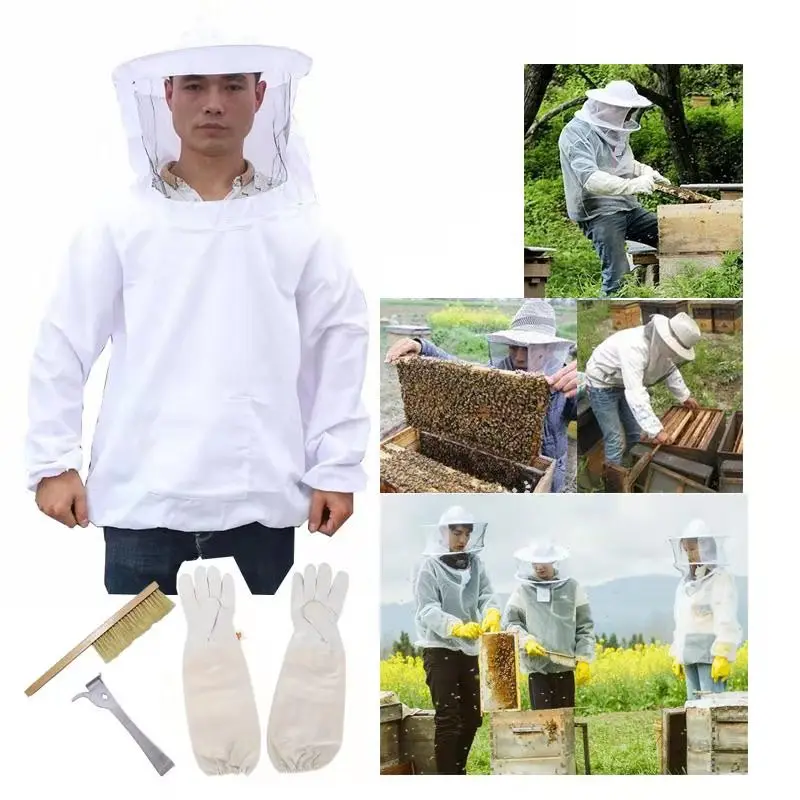 

Beekeeping Bee Keeping Suit Jacket&Gloves& Bee Hive Brush & Scraper Bee Hive Tool Set