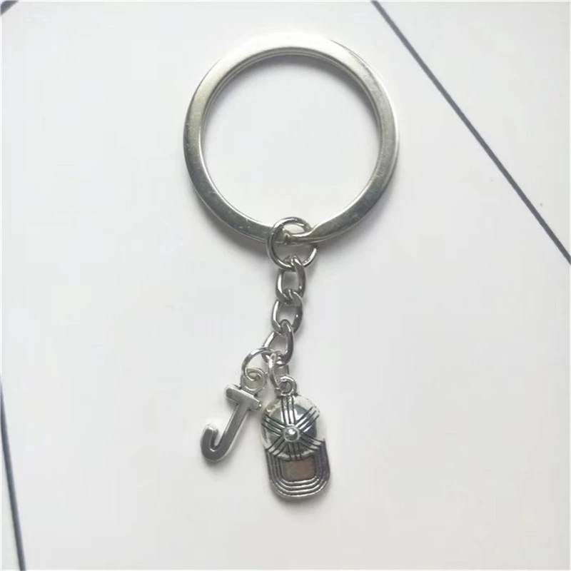 Baseball Cap Keychain, Baseball Cap Key Ring, Team Sport Charm, Initial Keychain, Charm Keychain