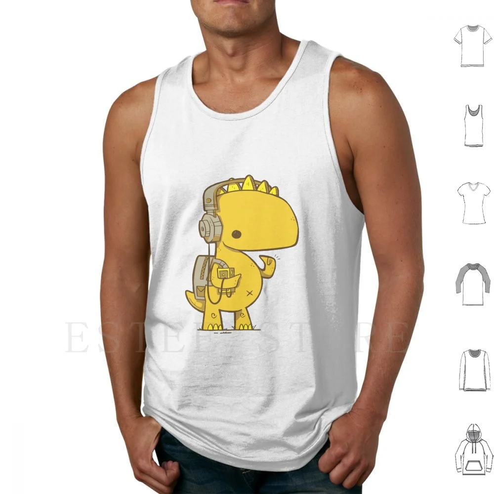 Dinosaur Walkman Tank Tops Vest Sleeveless Dinosaur Hipster Dino Walkman Backpack Cute Cute Dinosaur Funny Cartoon Cool Kid