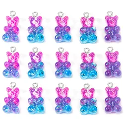 10pcs Resin Bear Charms Flatback Gummy Bear Glitter Cabochons For Necklace Pendant Earring DIY Making