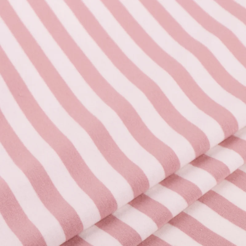 Wide 165cm Small Stripe Thin Soft Spandex Cotton Yarn Dyed T-shirt Stretchy  Fabric By the Half yard