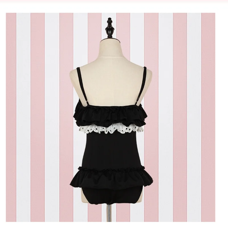 One Piece Swimsuit Cute Sexy Anime Cosplay Costume Women Kawaii Black Cat & Powder Rabbit Swimsuit Lolita Japanese Sukumizu