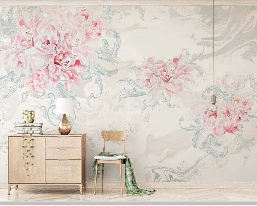 

Papel de parede Fresh watercolor peony flower 3d wallpaper mural,living room tv wall bedroom kitchen wall papers home decor