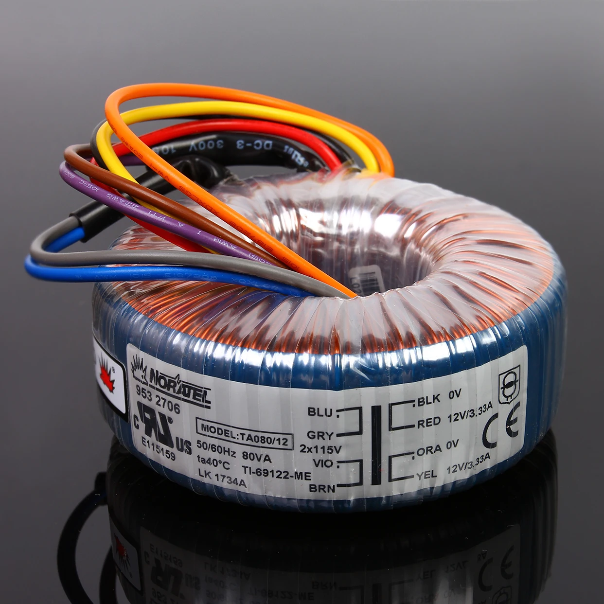 

80W 80VA NEW NORATEL Sealing Toroidal Transformer Primary Rated Voltage 0-230V 50/60Hz 9V 12V 15V 18V 25V 55V