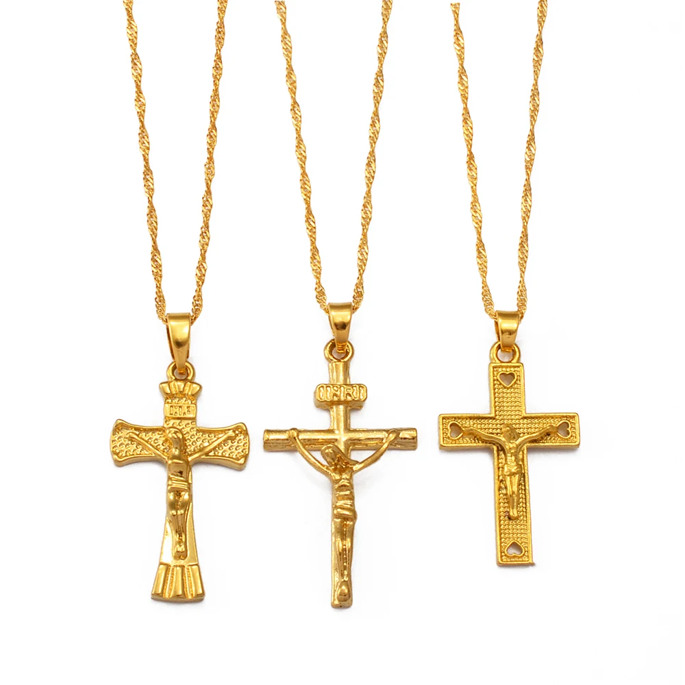 Anniyo Jesus Cross Pendants and Necklaces for Women Girls Jesus Christianity Religion Christian Baptism  Charm Crosses