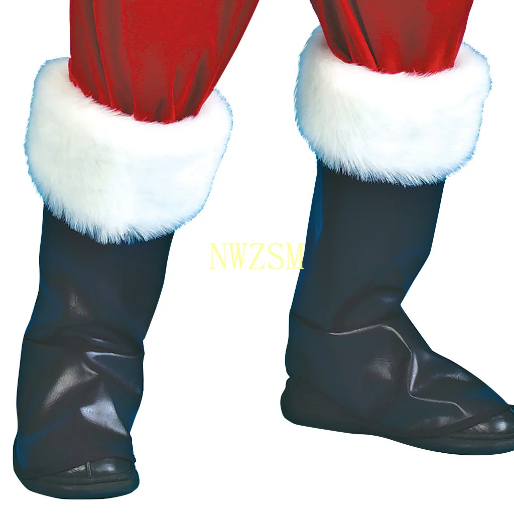 5 Stück Set Weihnachts kostüm Erwachsenen Samt Leder Cosplay Santa Claus Kleidung für Weihnachts feier Requisiten Kostüm Erwachsene