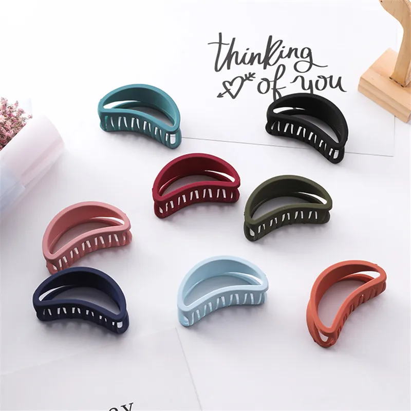 Frosted Hollow Acrylic Hair Claw Simple Color Half Ball Head Crab Shape Retro Hair Clip Women Girls Hair Styling Accessories