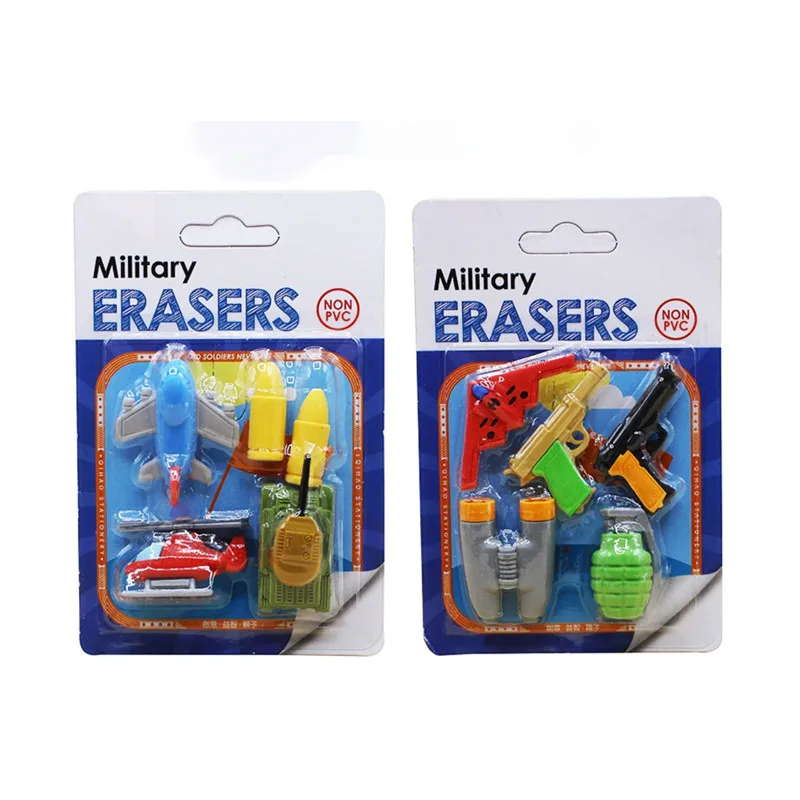 Special Force Army Military Weapons Shaped Rubber Eraser Sets Boy Gun Eraser School Student Eraser Creative Stationery 22Pcs/Lot