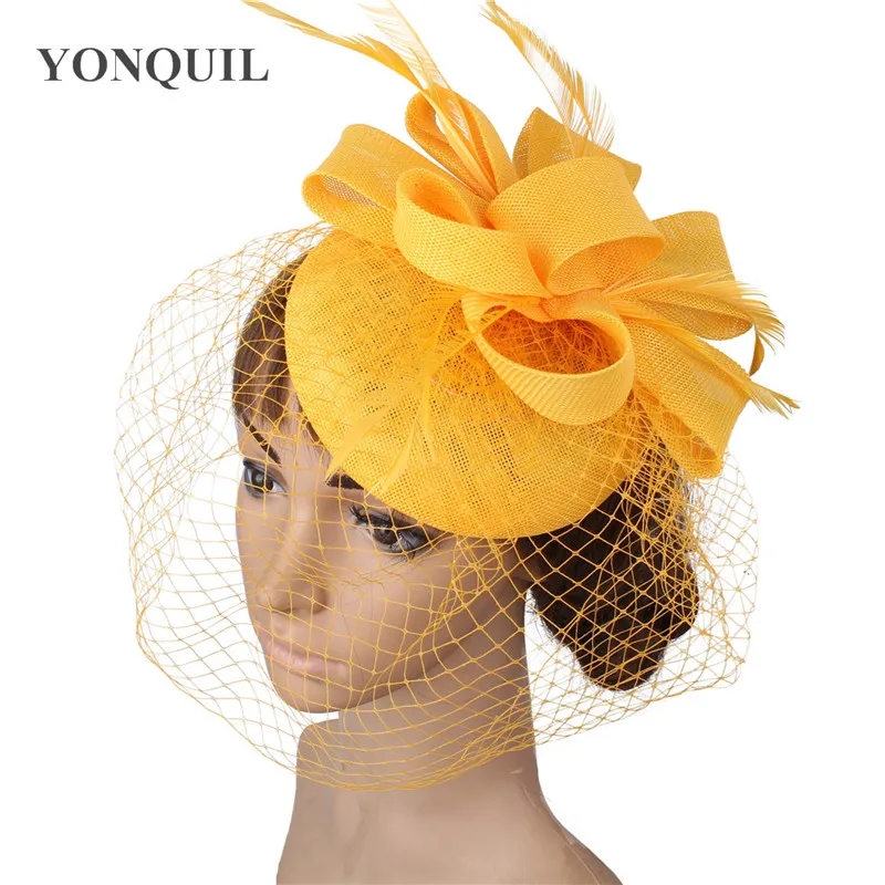 Chapeau Fascinateur en maille pour femme, pièce de sauna blanc, voile de paupières, casquette élégante, vêtements d'église, mariée, mariage, mode pour dames