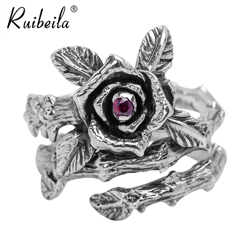 

ruibeila925 argent personnalité mode épine rose bague dames ouvert vintage bague en argent sterling bijoux cadeau