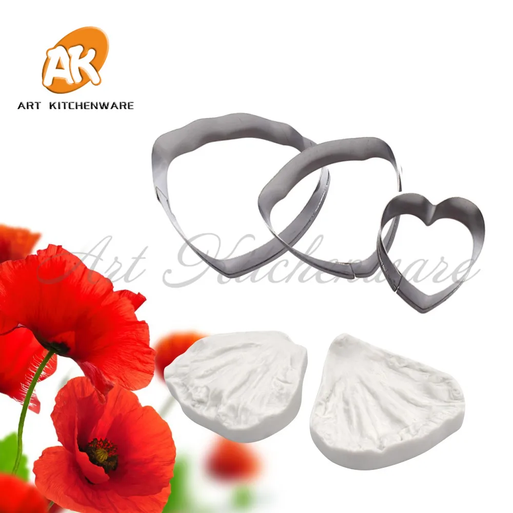 5pcs/set Corn Poppy Impression Flower Mold Silicone Veiner Mold Cake Decorating Fondant Sugarcraft Cake Mold for Sugar Flower