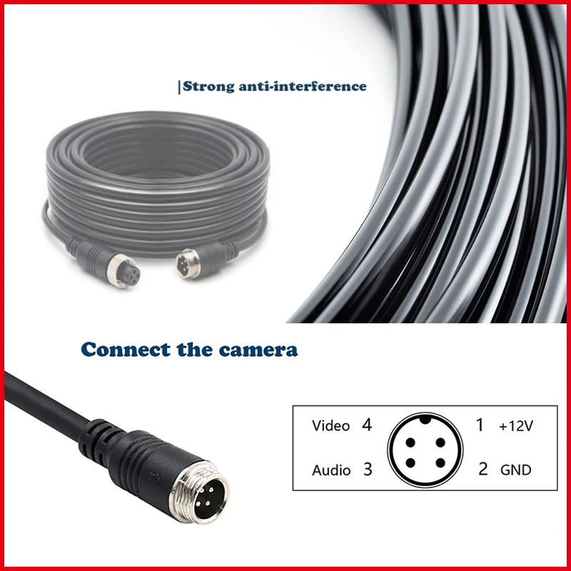 4Pin/AV DVR Camera Extension Cable RAC Aviation Connector Power Cord For CCTV Videl System/Trailer/Bus/Van/Pickups/RV