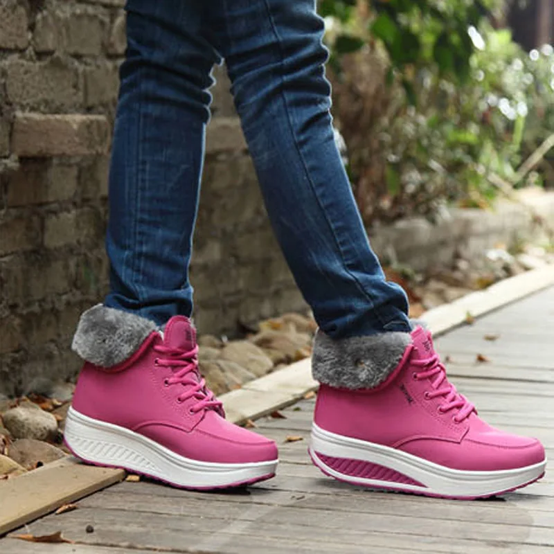 2023 Shoes Woman Winter Warm Platform Women Snow Boots Plush Female Casual Sneakers Lace-Up Ankle Boots Women Shoes WSH3418