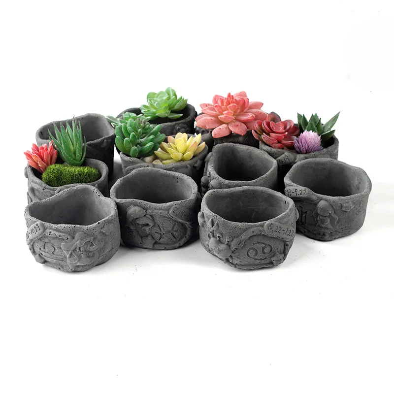 Concrete Planter Mold 12 Constellations Silicone Cement Succulent Flower Pot Mould Garden Decorative Tool