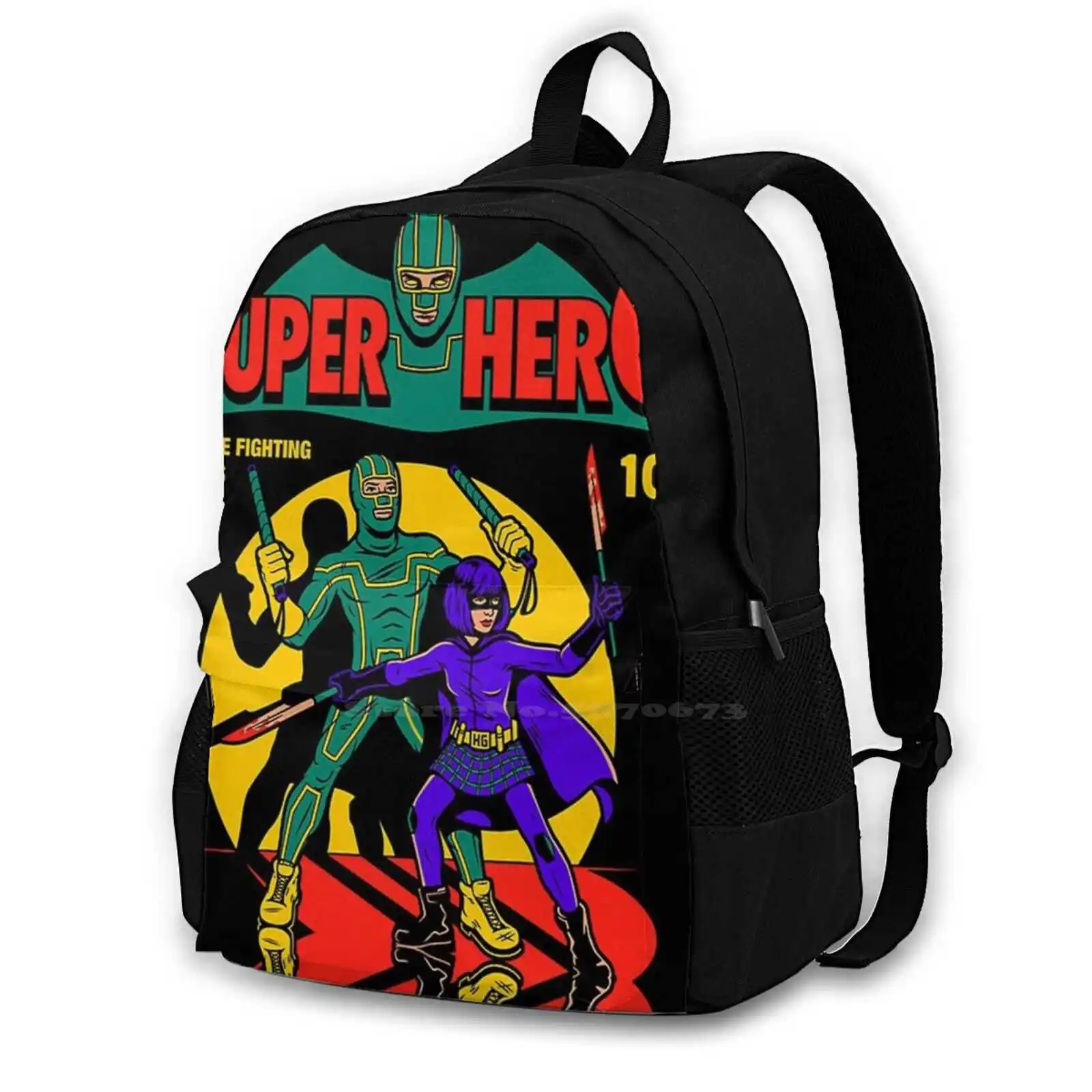 

Superhero Comic Hot Sale Schoolbag Backpack Fashion Bags Kick Ass Hit Girls Daddy Comic Book Movies Vintage Harebrained