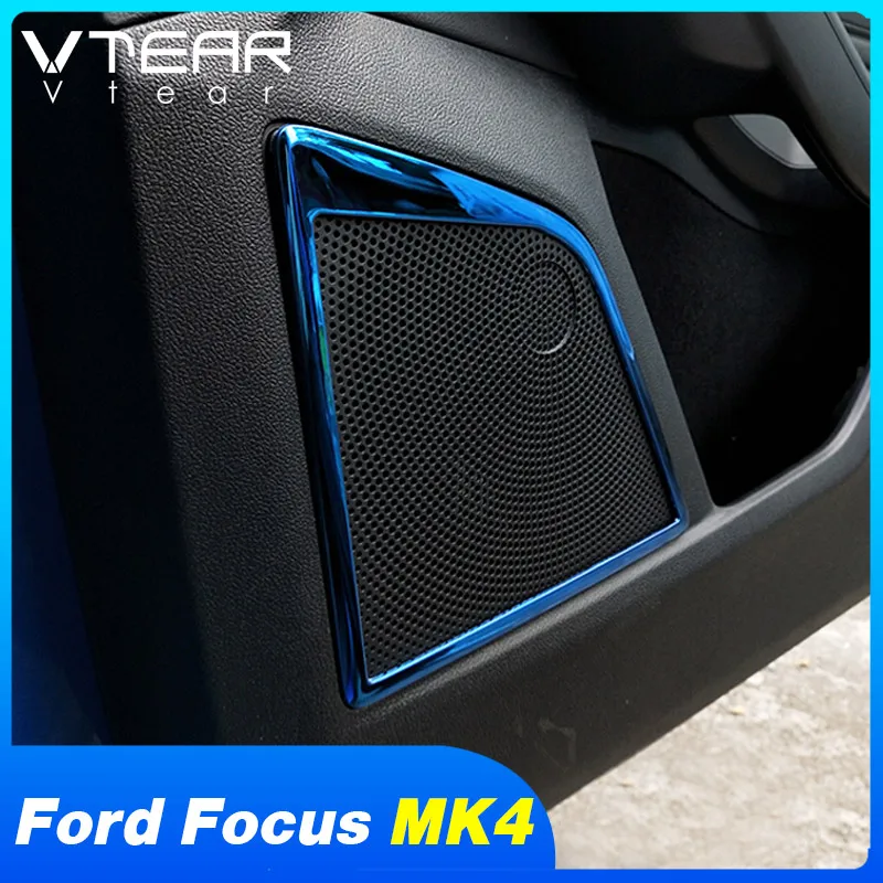 Vtear For Ford Focus MK4 ST Line interior accessories silver Door Speaker Ring Cover styling Decoration parts 2019 2020 2021