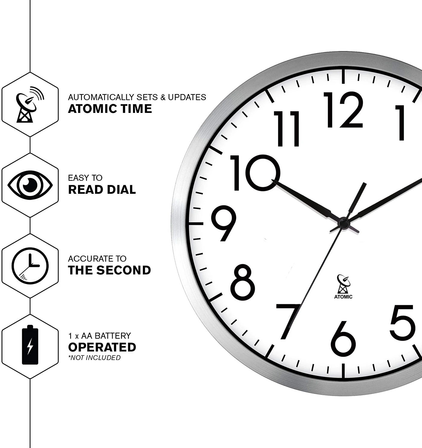 12 بوصة راديو مستدير تسيطر ساعات الكوارتز غرفة المعيشة إطار معدني Ntp الفاخرة الحديثة ساعة الحائط
