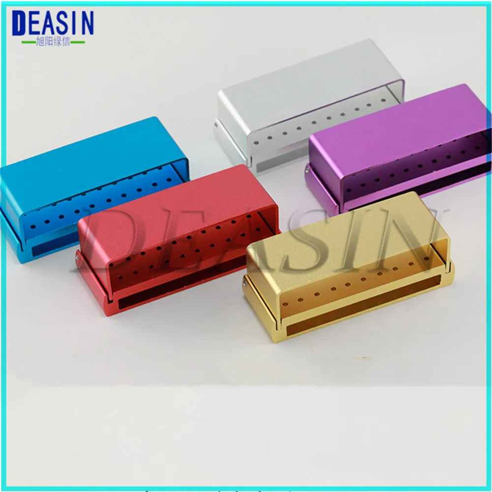 

1pcs Dental Diamond Burs Drill Golden Disinfection Block Dentist High Speed Handpiece Tools Holder Alumimum Box