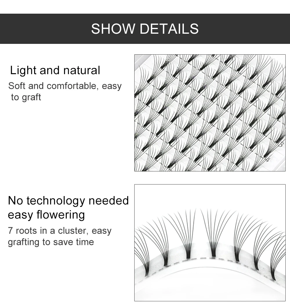 JINYANHUA NEW Short Stem 6D/7D/8D Russian Volume Eyelashes Extension Pre Made Fans 0.07mm Mink Lash Eyelash Individual Extension