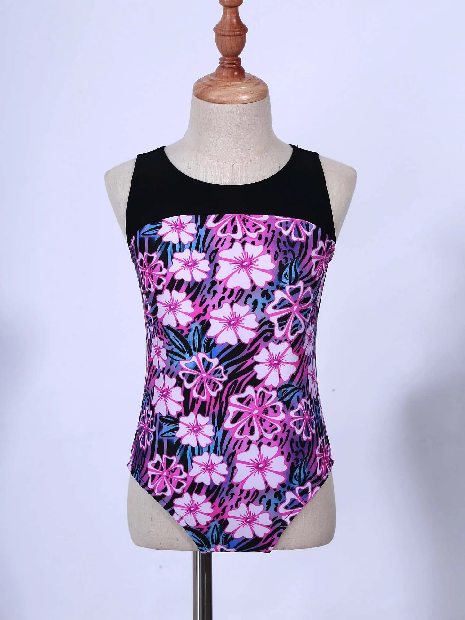 4-14Y Kids Girls One-Piece Print Swimsuit Sleeveless Backless Bathing Suit for Children's Swimwear Summer Beach Swimming Pool