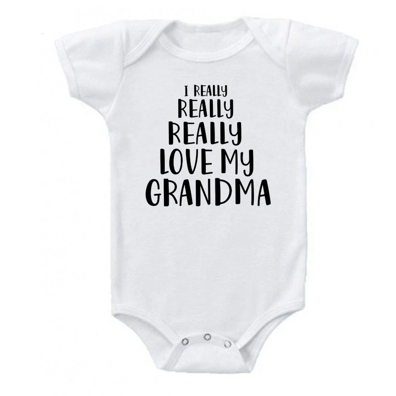 I REALLY REALLY Love my Grandma Printed Newborn Baby Bodysuit Cute Cotton Baby Boy Girls Onesies Rompers Body Baby Clothes