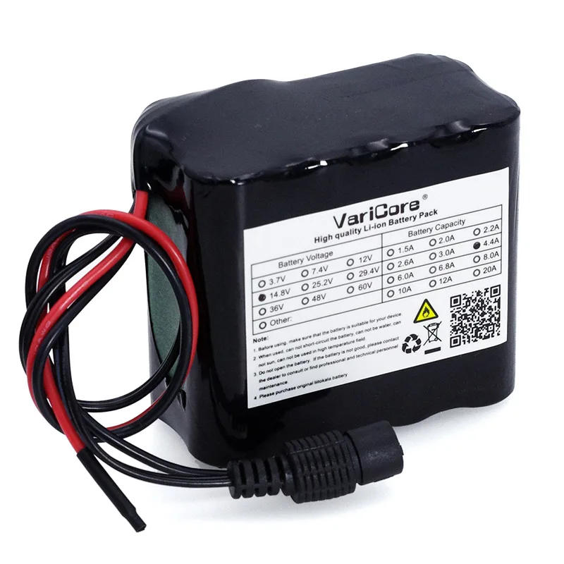 Varicore 14.8v 4400mah 18650 li-iom bateria pacote noite lâmpada de pesca aquecedor mineiro lâmpada amplificador bateria com bms 16.8v