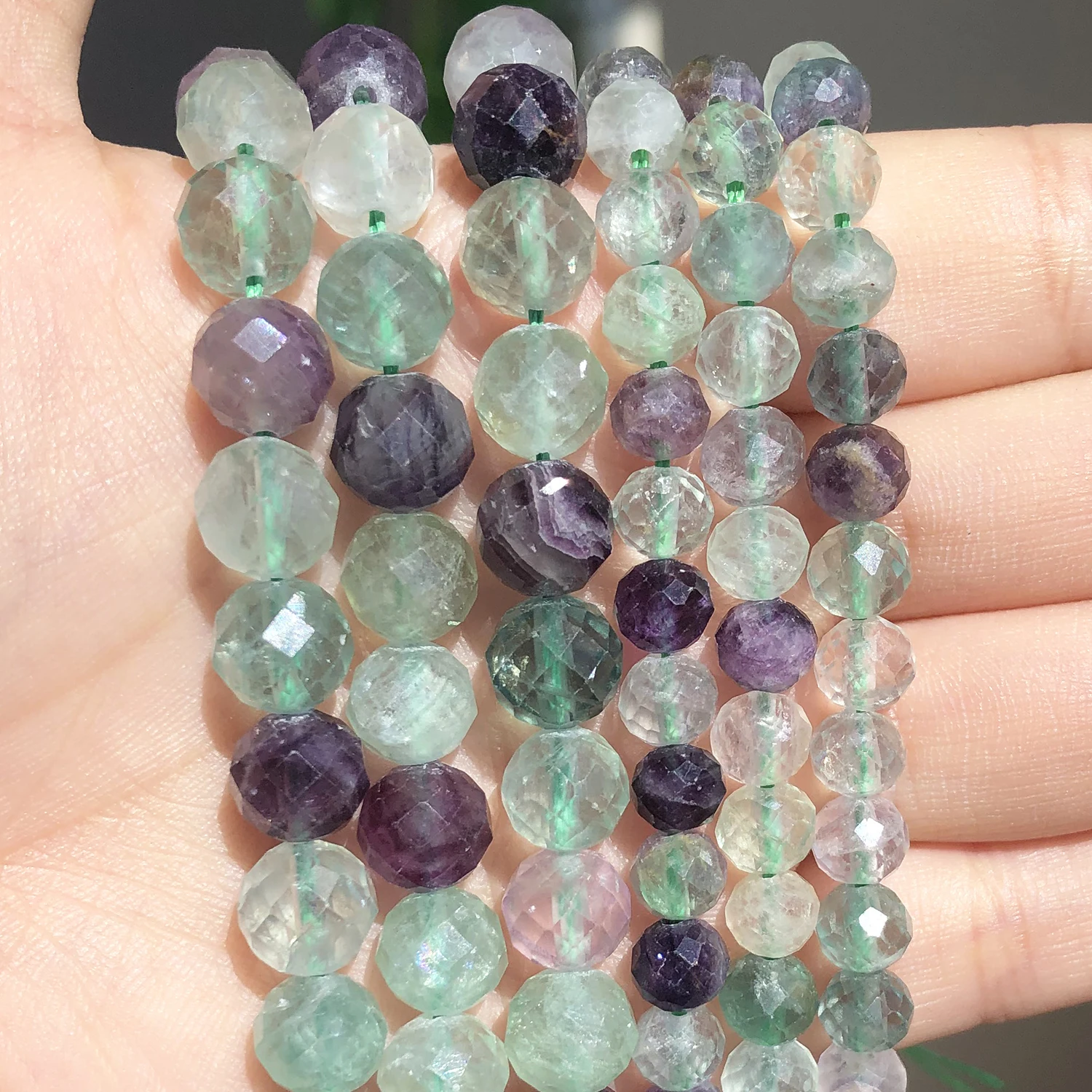 Natural Faceted Colorful Fluorite Quartz Stone Round Loose Spacer Beads For Jewelry DIY Making Charms Bracelet Accessories 15\'\'