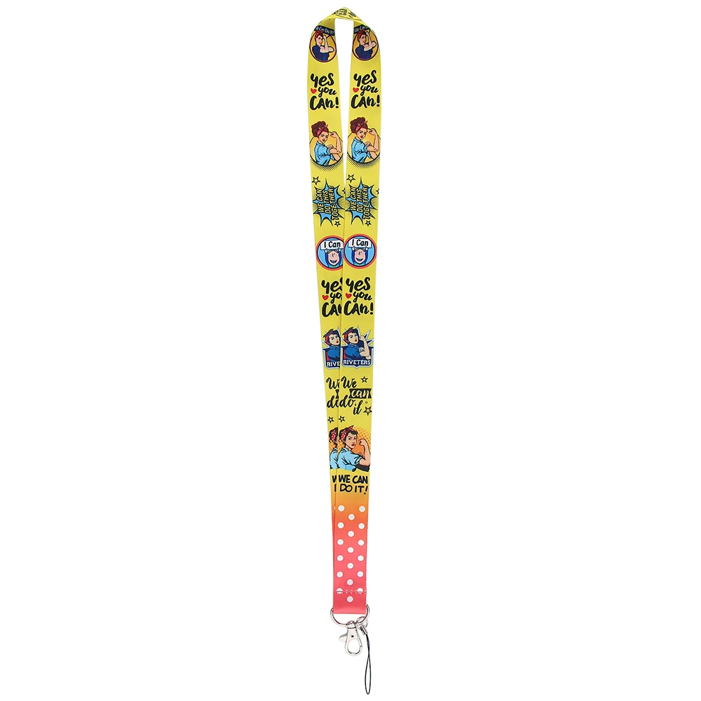 Lanyards Girassol Dos Desenhos Animados Das Mulheres, Nós Podemos Fazer Isso, Chaveiro, Cartão de Identificação, Passe, Telefone Móvel, Porta-Emblema USB, DL907