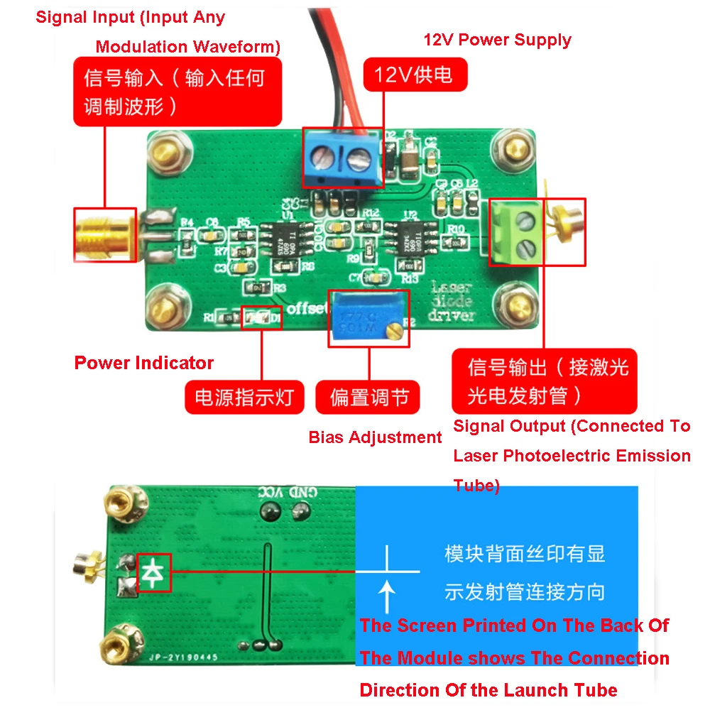 Faser Laser Emission Modul Photodiode Stick Platine Signal Umwandlung