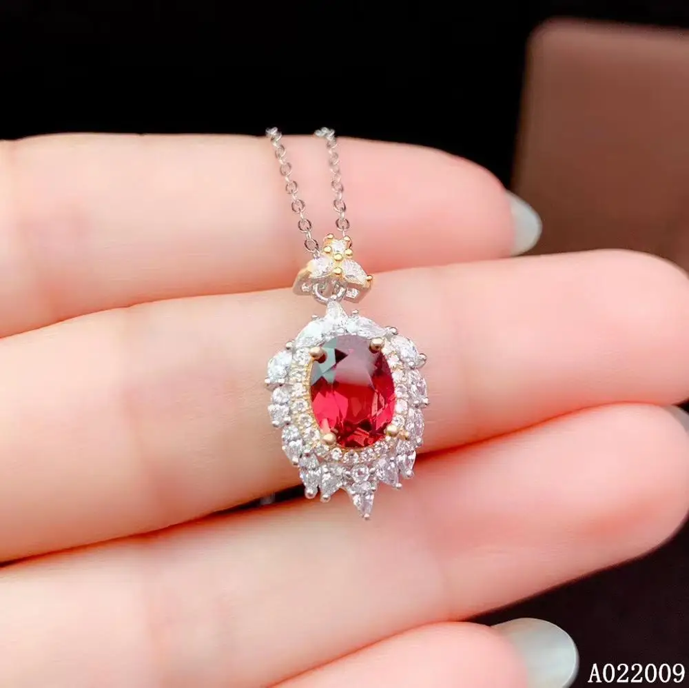 

KJJEAXCMY fine jewelry 925 Sterling Silver inlaid natural garnet exquisite girl new Pendant Necklace support test