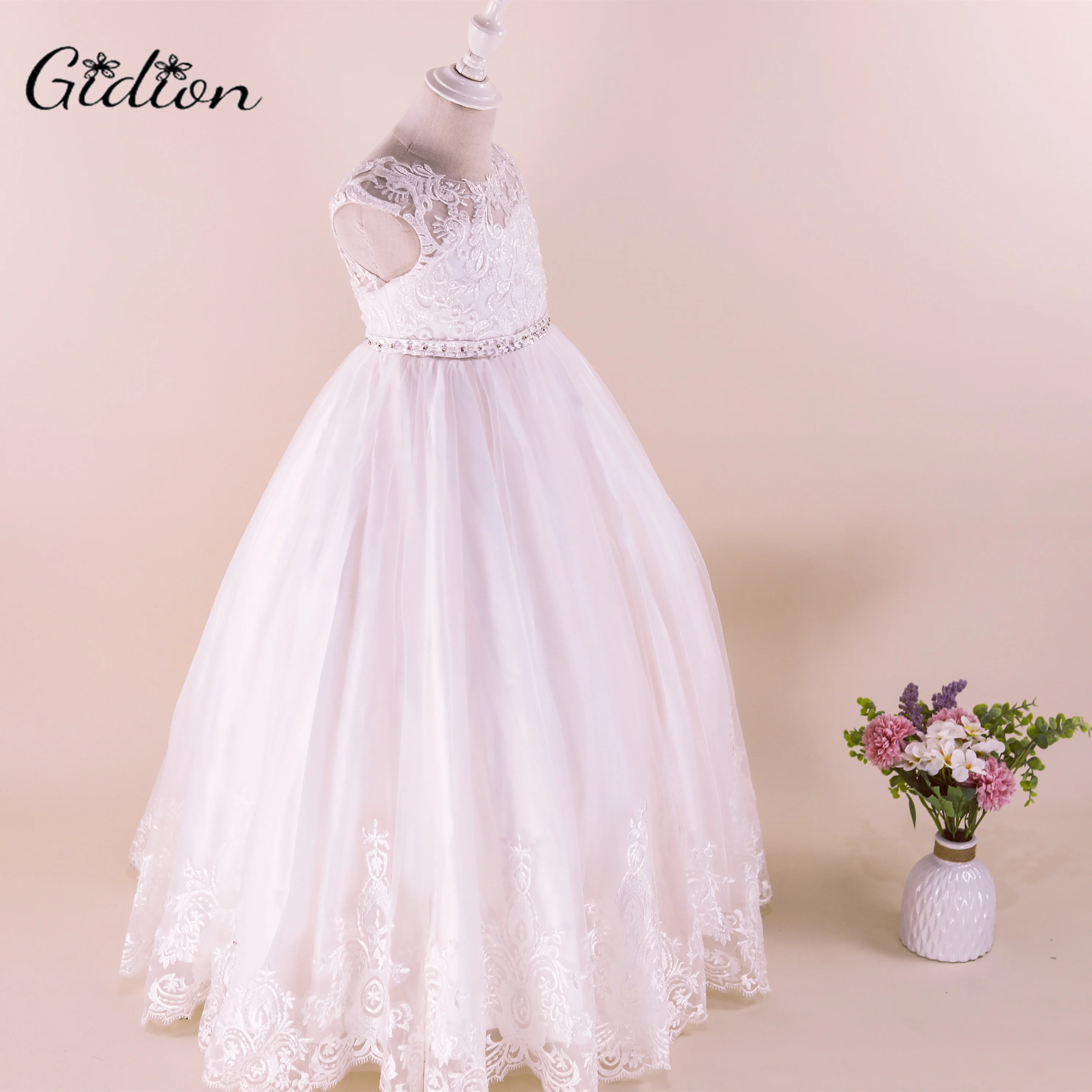 Floor-Length Applique Kids Flower Girl Dress Wedding Evening Gown Birthday Pageant Festivity Celebration Prom Ball Banquet Event