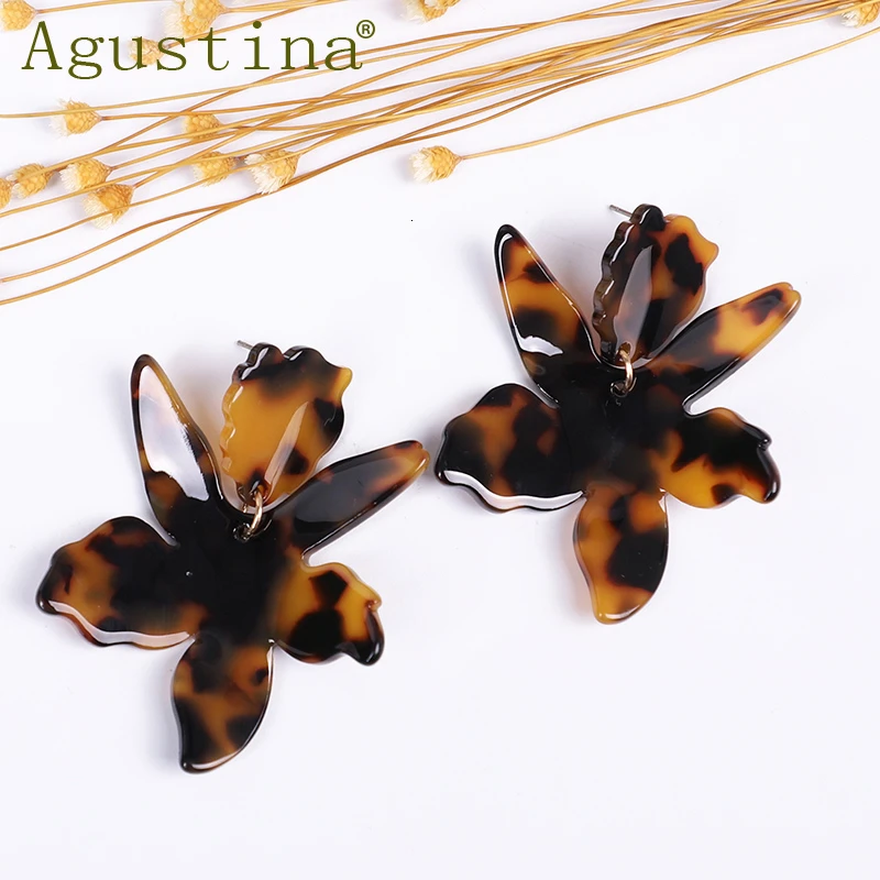 Acrylic Resin Colorful Flower Big drop Earrings For Women Fashion Bohemia geometric dangle Earrings Wedding Party Gifts Jewelry