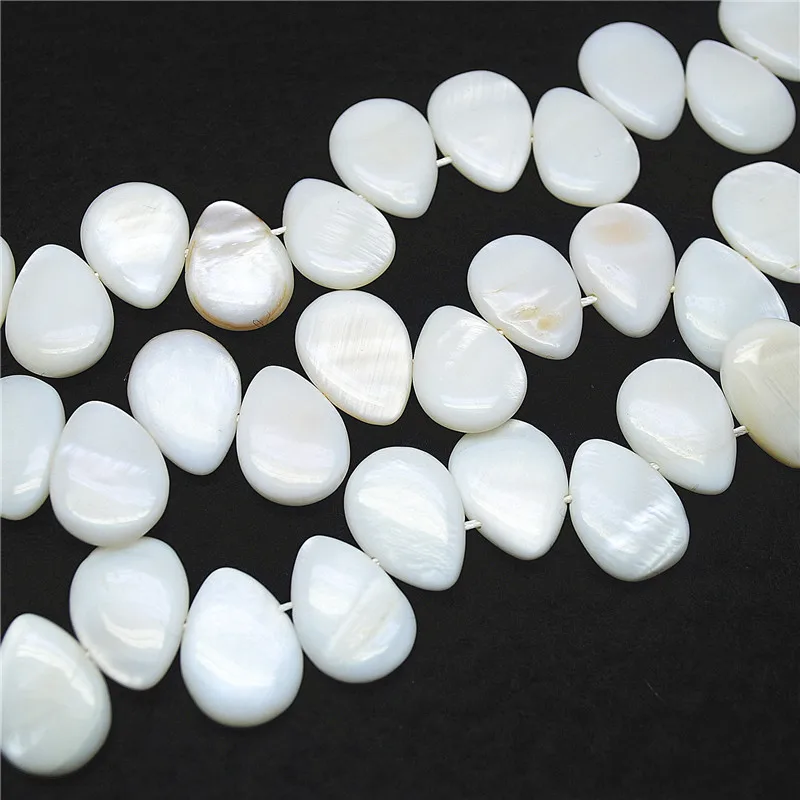 36PCS White Mother Of Pearl String Teardrop Shape 13x18MM Shell Beads New DIY Jewelry Accessories
