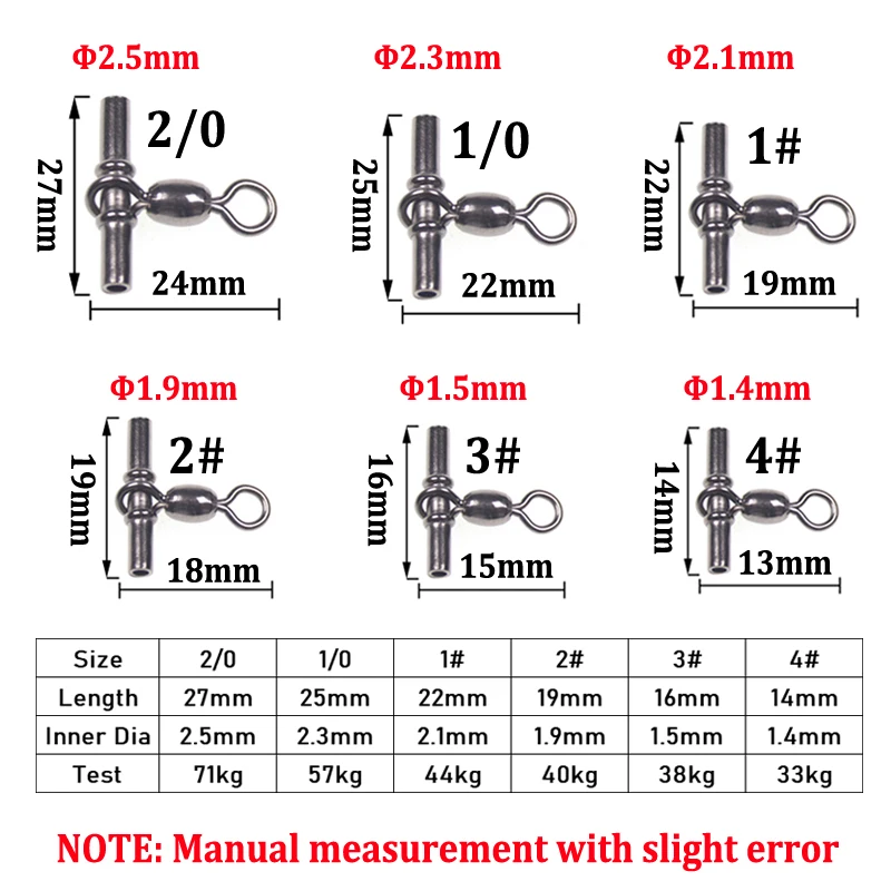 50pcs Fishing Rolling Swivels 3-way Swivels Sea Fishing Tackle With Solid Ring Copper Tube Fishing Rigging Connector Accessories