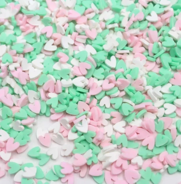 50g/lot 5mm Love Heart Shape Polymer Slices Hot Soft Clay Sprinkles for Arts and Mobile Decoration DIY Crafts Filler Accessories