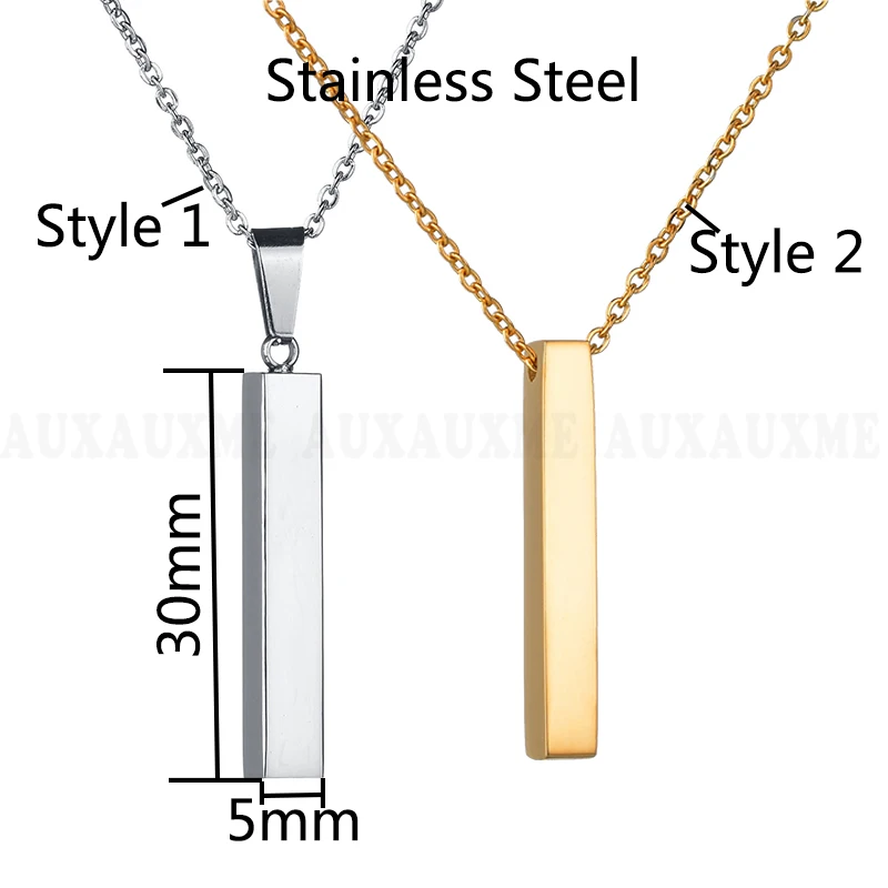 Nextvance Engraved ID Name Date Strip Necklace Personalized Pendant Stainless Steel Necklaces For Lover Friend Birthday Gift