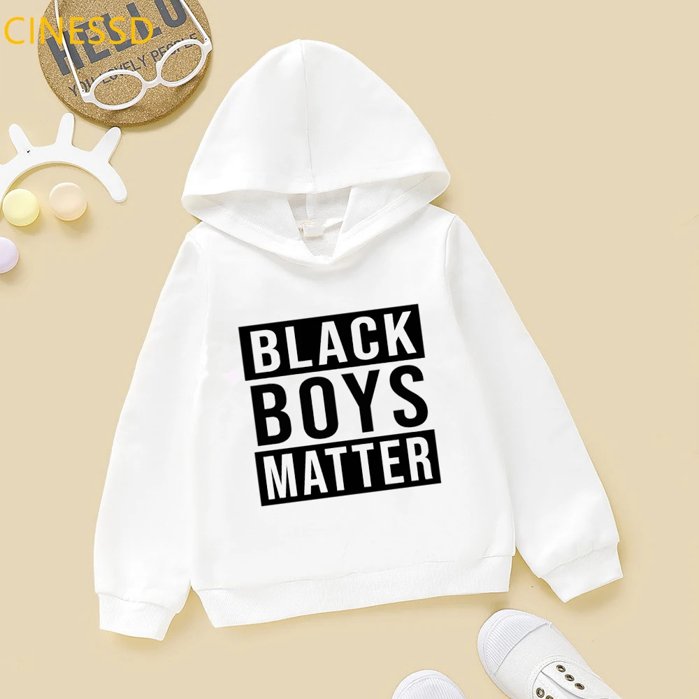 Cute African American Black Lives Matter Little Boy Clothes Winter Winter Fleece Thick White Yellow Kids Cap Sweatshirts Hoody