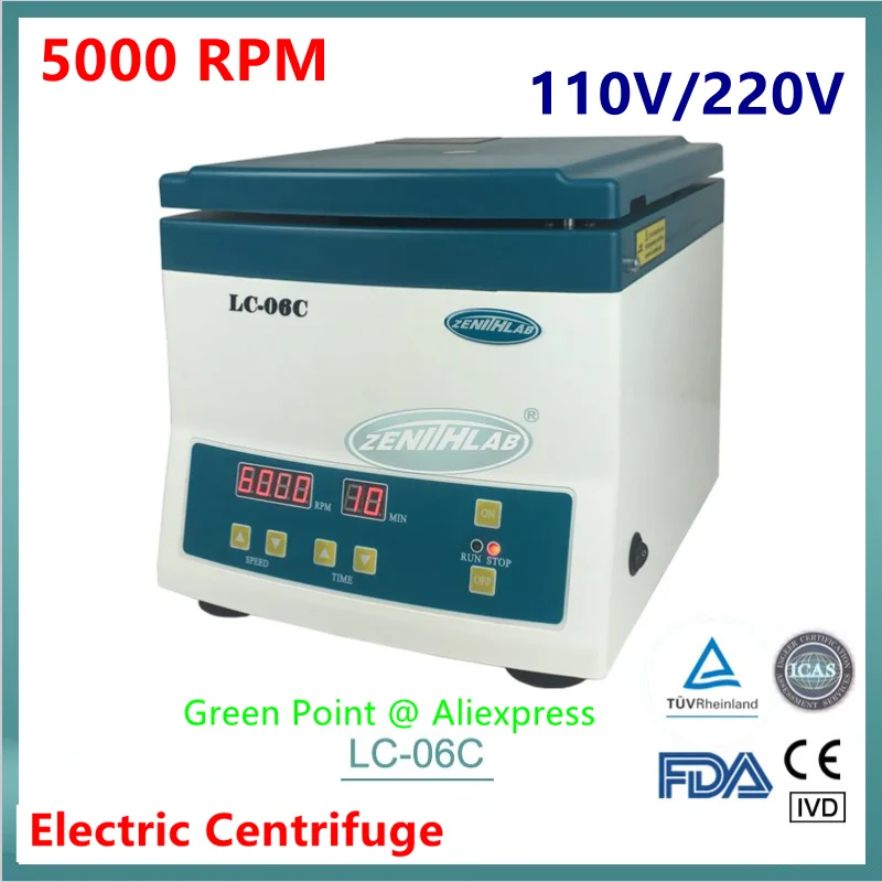 

5000rpm Desktop Electric Centrifuge LC-06C Low Speed Medical Lab Centrifuge LED Display Speed & Time With CE 12X15ml AC110V/220V