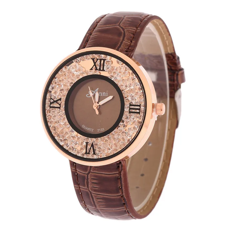 Nice women leisure Vogue luxury Deluxe drift sand Dial Leather Strap Watch quartz watch