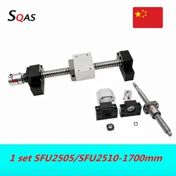 Ball screw kit SFU2505 SFU2510 1700mm ball screw  end machined with BK20 BF20 +single nut -3 +nut holder+coupling for cnc part