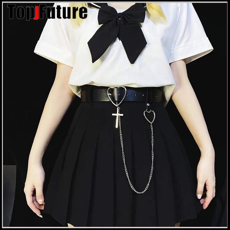 

Women Girl High Waist HIP POP CROSS Skirt Gothic Lolita Streetwear Pleated punk shorts Skirts College Harajuku Skirt pantskirt