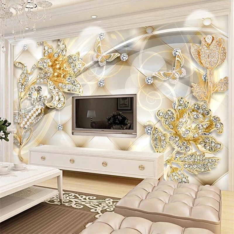wellyu Custom wallpaper European style noble jewelry background wall decoration painting papel de parede papier peint behang