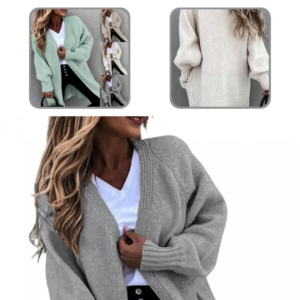 Fashion Loose Cardigan Long Sleeve Mid-Length Skin-friendly Mid-Length Knitted Sweater Coat