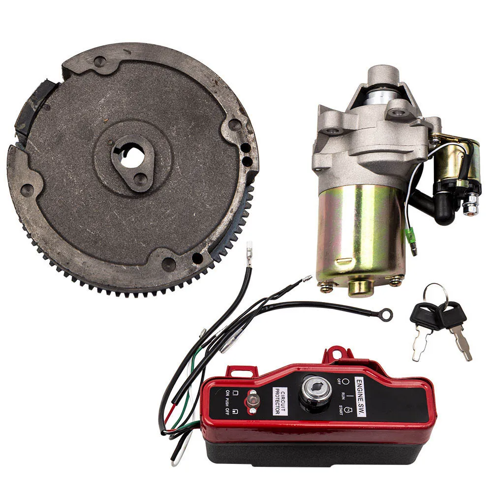 

Electric Start Kit Starter Motor Flywheel Switch For Honda GX160 5.5HP & GX200